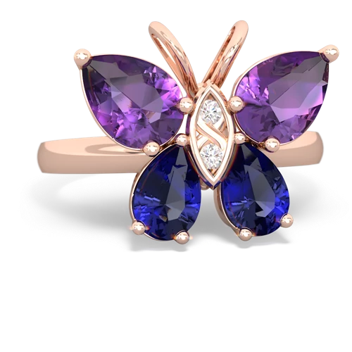 amethyst-lab sapphire butterfly ring