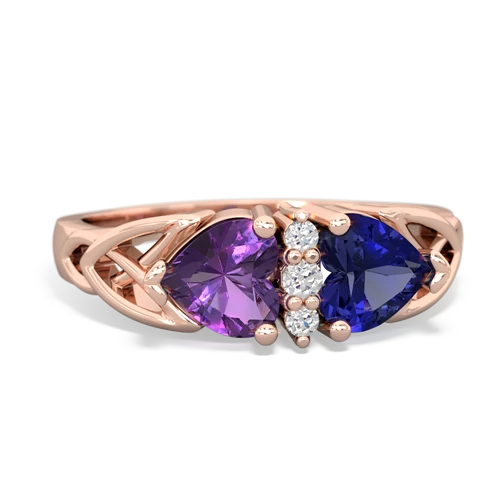 amethyst-lab sapphire celtic ring