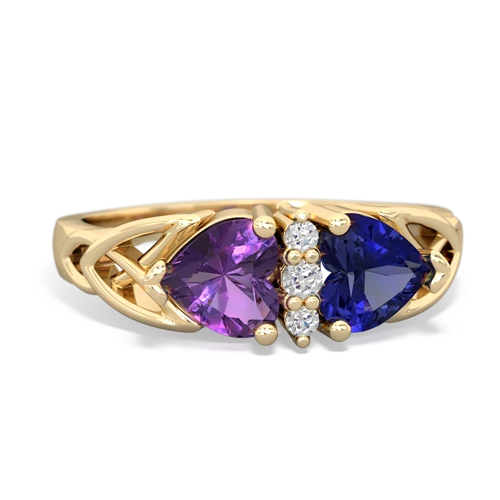 amethyst-lab sapphire celtic ring