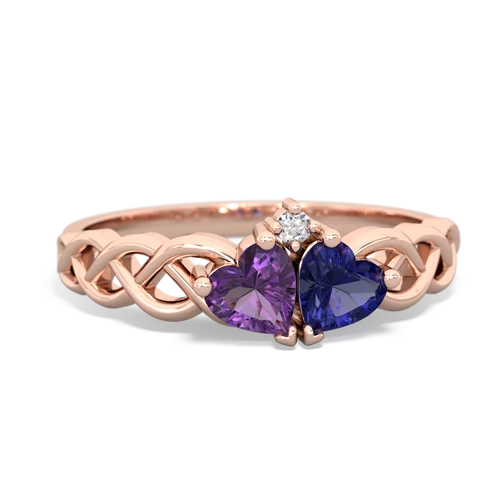 amethyst-lab sapphire celtic braid ring