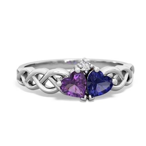 amethyst-lab sapphire celtic braid ring