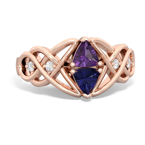 Amethyst Genuine Amethyst with Lab Created Sapphire Keepsake Celtic Knot ring Ring