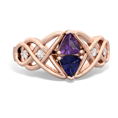amethyst-lab sapphire celtic knot ring