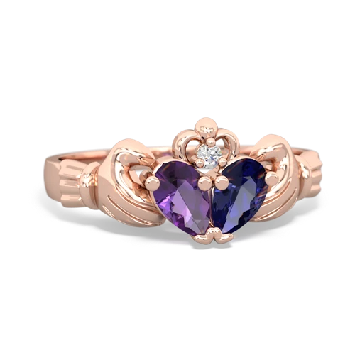Amethyst Genuine Amethyst with Lab Created Sapphire Claddagh ring Ring