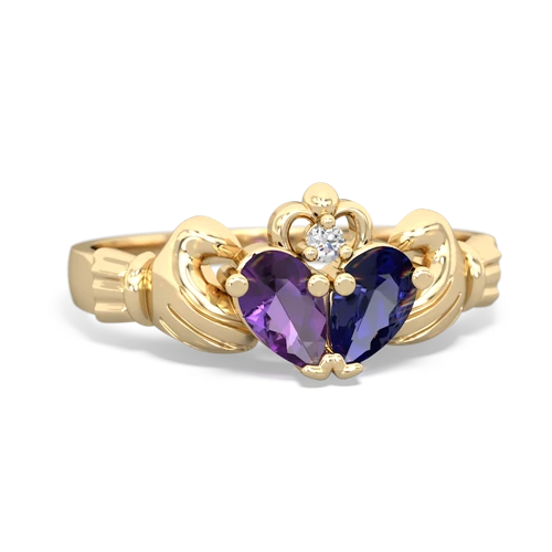 amethyst-lab sapphire claddagh ring