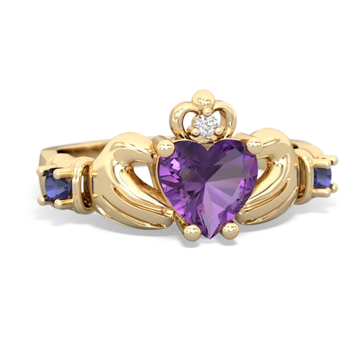 amethyst-lab sapphire claddagh ring