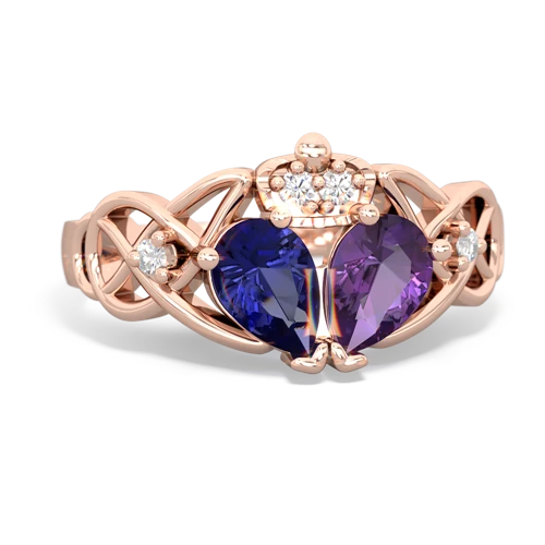 amethyst-lab sapphire claddagh ring