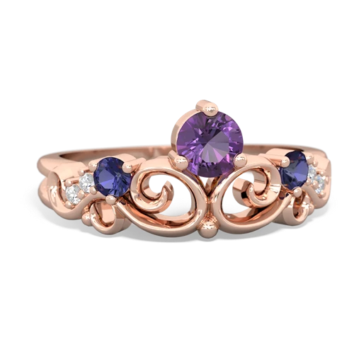 Amethyst Genuine Amethyst with Lab Created Sapphire and Genuine Aquamarine Crown Keepsake ring Ring