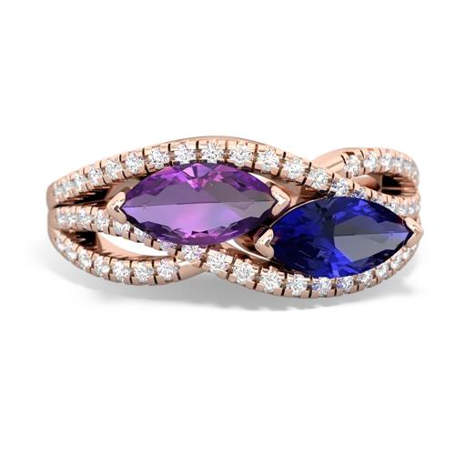 Amethyst Genuine Amethyst with Lab Created Sapphire Diamond Rivers ring Ring