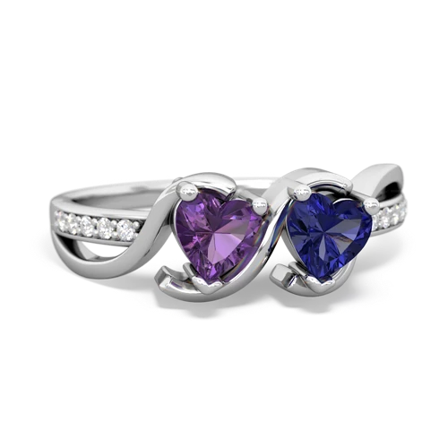 Amethyst Genuine Amethyst with Lab Created Sapphire Side by Side ring Ring