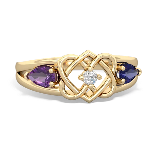 Amethyst Genuine Amethyst with Lab Created Sapphire Hearts Intertwined ring Ring