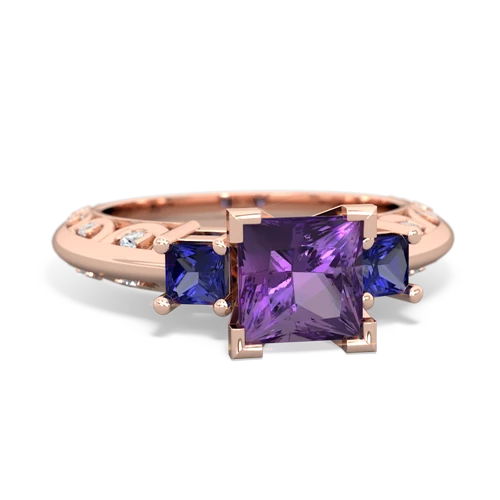 Amethyst Genuine Amethyst with Lab Created Sapphire and  Art Deco ring Ring