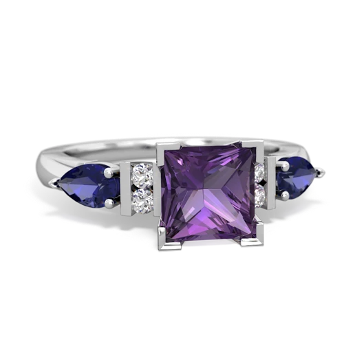 Amethyst Genuine Amethyst with Lab Created Sapphire and  Engagement ring Ring