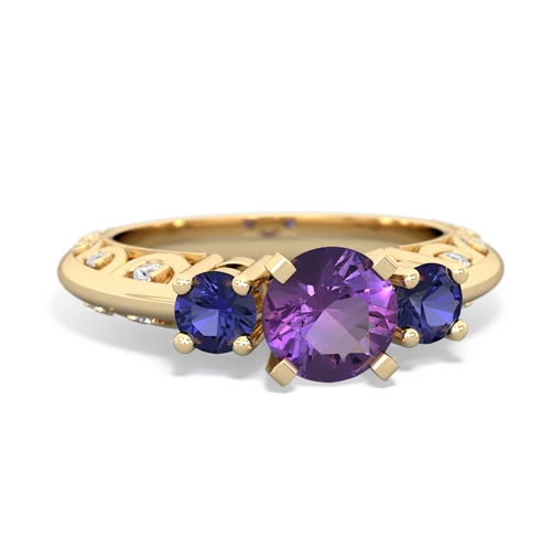 Amethyst Genuine Amethyst with Lab Created Sapphire Art Deco ring Ring