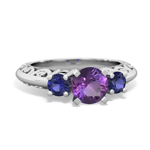 amethyst-lab sapphire engagement ring