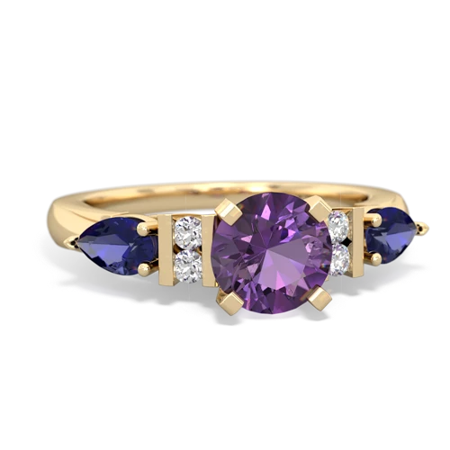Amethyst Genuine Amethyst with Lab Created Sapphire and Lab Created Ruby Engagement ring Ring