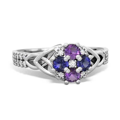 Amethyst Genuine Amethyst with Lab Created Sapphire Celtic Knot Engagement ring Ring