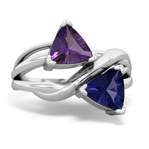 Amethyst Genuine Amethyst with Lab Created Sapphire Split Band Swirl ring Ring