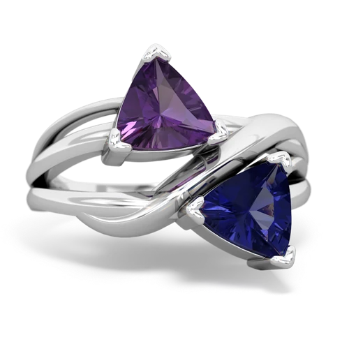 amethyst-lab sapphire filligree ring