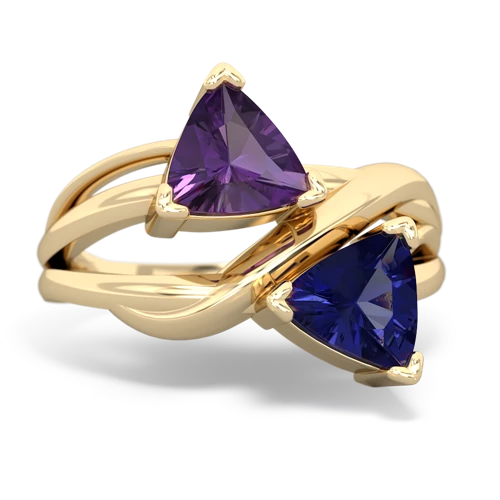 amethyst-lab sapphire filligree ring