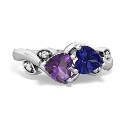 Amethyst Genuine Amethyst with Lab Created Sapphire Floral Elegance ring Ring