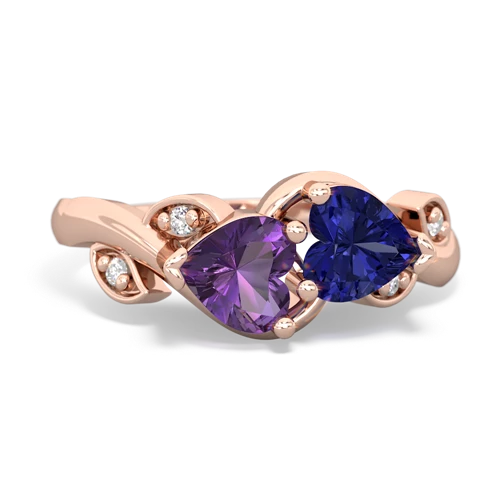 amethyst-lab sapphire floral keepsake ring