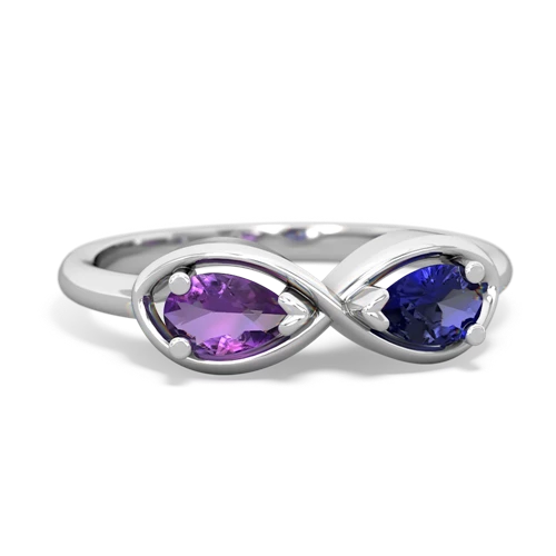 amethyst-lab sapphire infinity ring