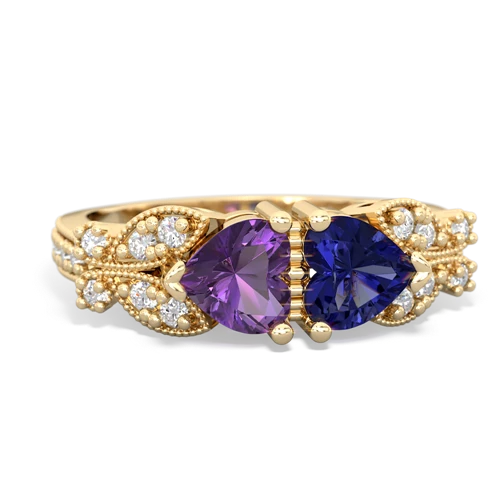 Amethyst Genuine Amethyst with Lab Created Sapphire Diamond Butterflies ring Ring