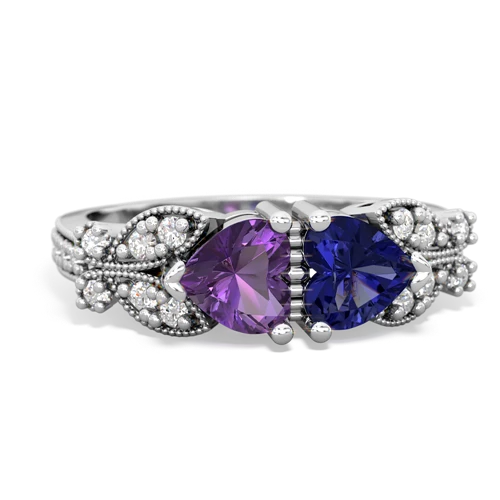 amethyst-lab sapphire keepsake butterfly ring