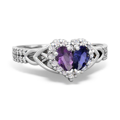 amethyst-lab sapphire keepsake engagement ring