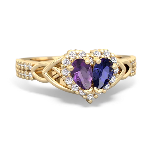 amethyst-lab sapphire keepsake engagement ring