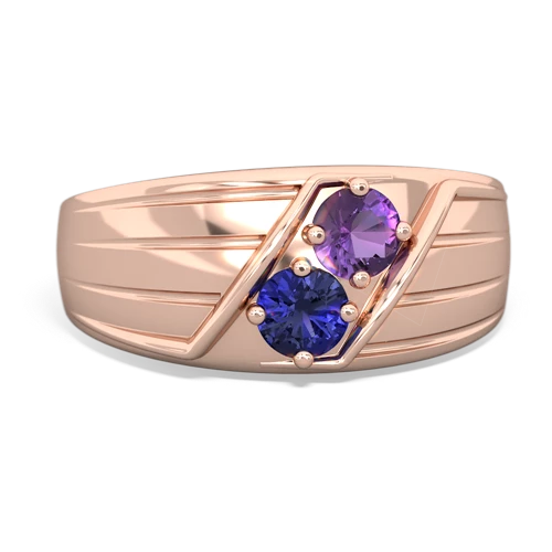 Amethyst Genuine Amethyst with Lab Created Sapphire Art Deco Men's ring Ring