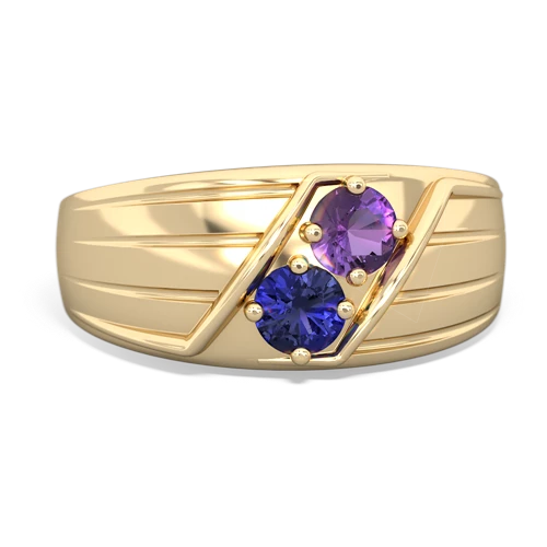 amethyst-lab sapphire mens ring