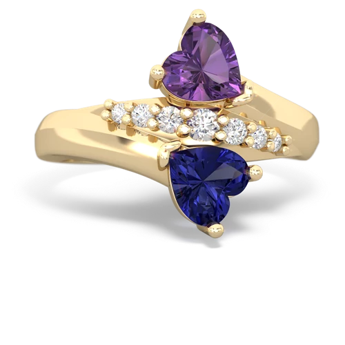 amethyst-lab sapphire modern ring