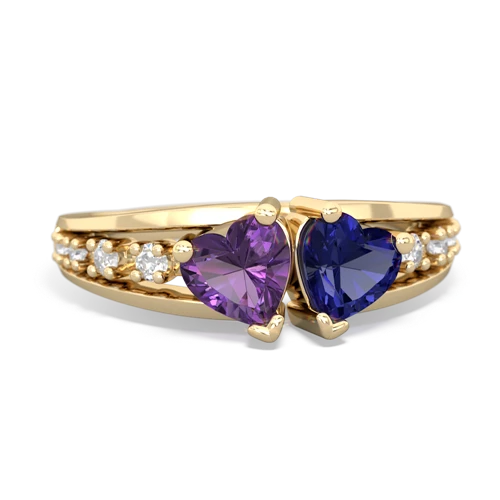 amethyst-lab sapphire modern ring