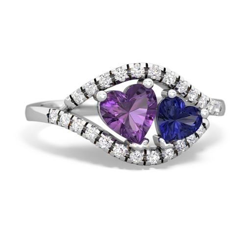 Amethyst Genuine Amethyst with Lab Created Sapphire Mother and Child ring Ring