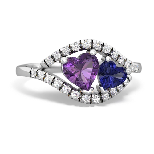 amethyst-lab sapphire mother child ring