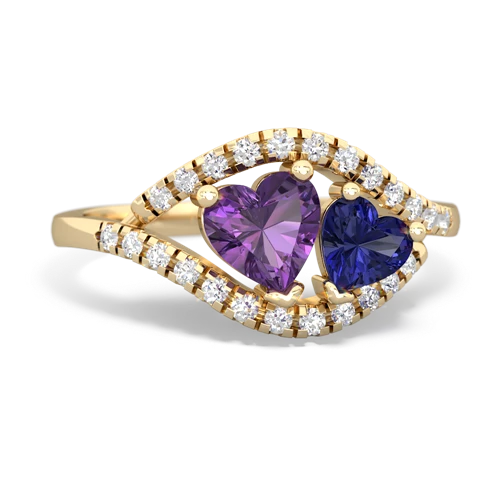 amethyst-lab sapphire mother child ring