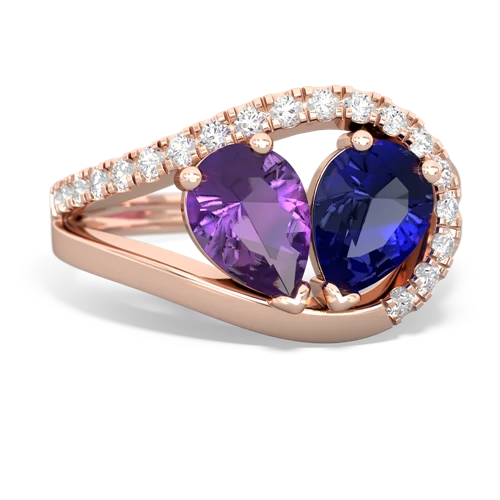amethyst-lab sapphire pave heart ring