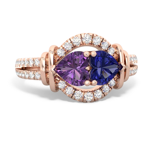 amethyst-lab sapphire pave keepsake ring