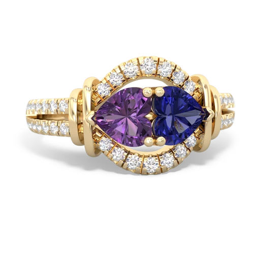 amethyst-lab sapphire pave keepsake ring