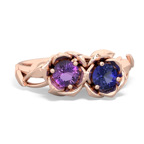 Amethyst Genuine Amethyst with Lab Created Sapphire Rose Garden ring Ring