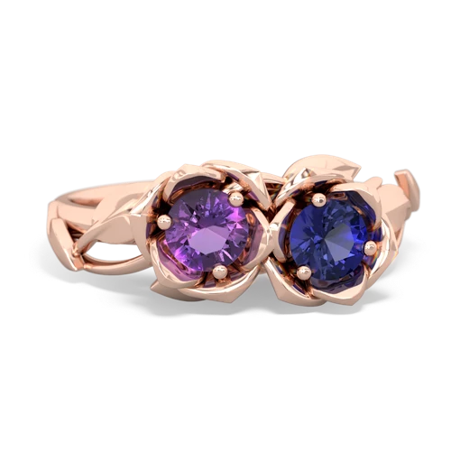 amethyst-lab sapphire roses ring