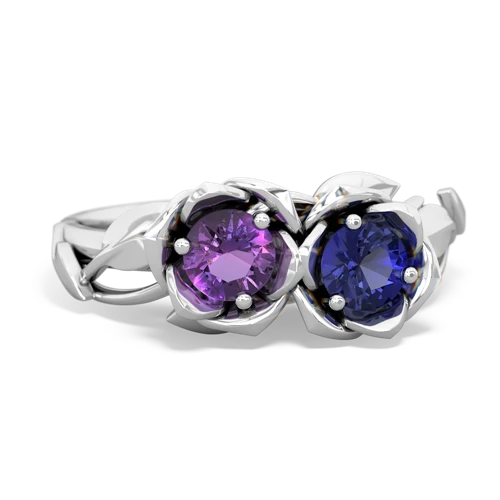 amethyst-lab sapphire roses ring