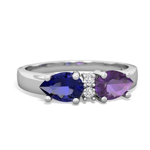 Amethyst Genuine Amethyst with Lab Created Sapphire Pear Bowtie ring Ring