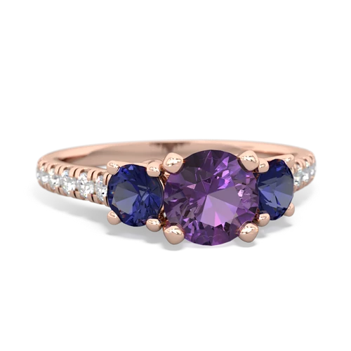 amethyst-lab sapphire trellis pave ring