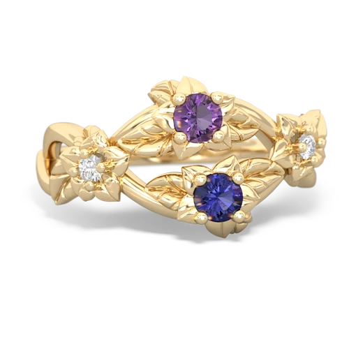 Amethyst Genuine Amethyst with Lab Created Sapphire Sparkling Bouquet ring Ring
