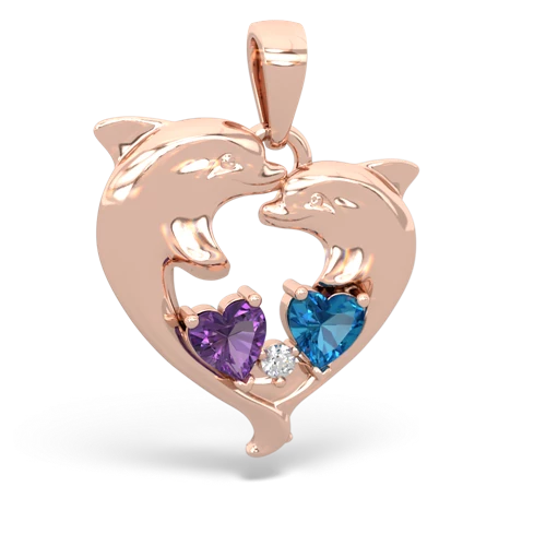 amethyst-london topaz dolphins pendant