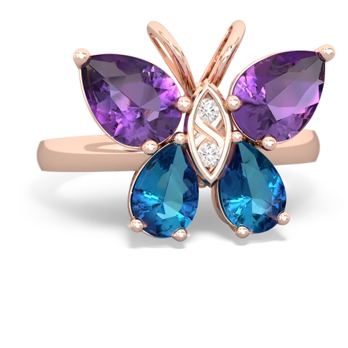 amethyst-london topaz butterfly ring