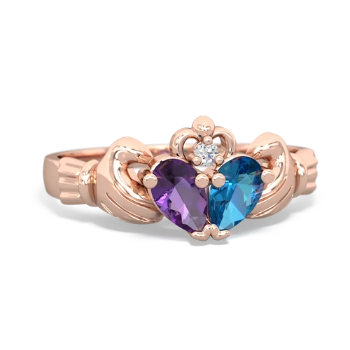 amethyst-london topaz claddagh ring